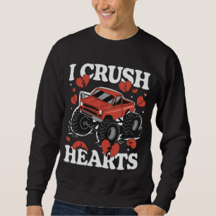 I Crush Hearts Valentine's Day Monster Truck Sweatshirt