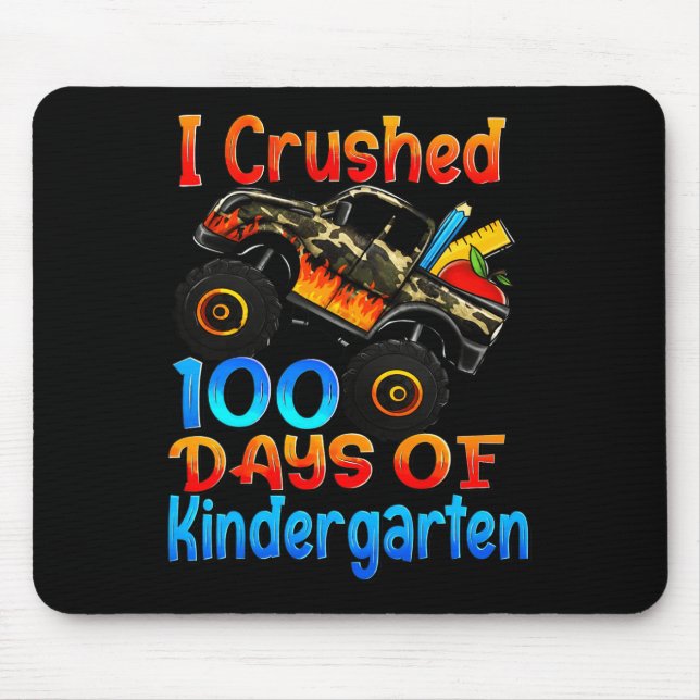 I Crushed 100 Days Of Kindergarten Monster Trucks  Mouse Pad (Front)