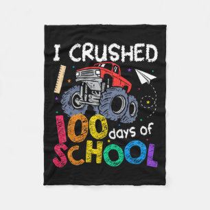 I Crushed 100 Days Of School Boys Kids Monster Tru Fleece Blanket