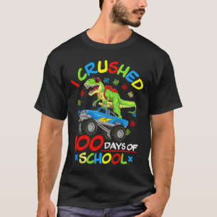 I Crushed 100 Days Of School Boys Monster Truck T-Shirt
