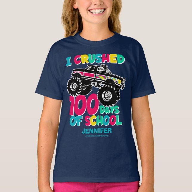 I crushed 100 Days of School Cute Truck T-Shirt (Front)
