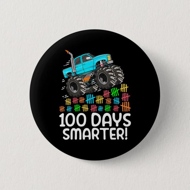 I Crushed 100 Days Of School Monster Truck 100th D Button (Front)