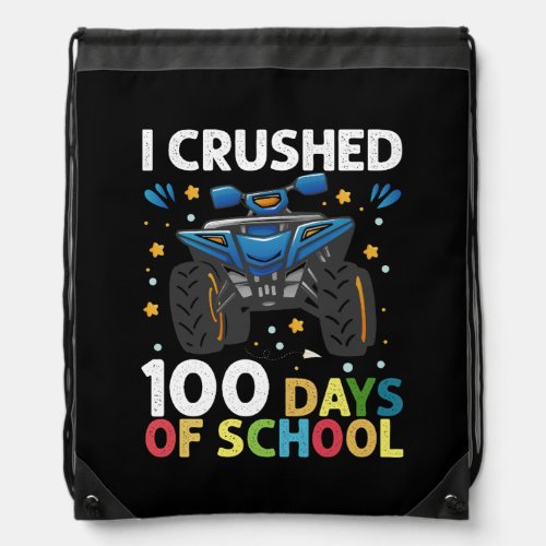I Crushed 100 Days of School Monster Truck Boys Drawstring Bag