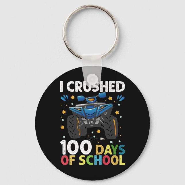 I Crushed 100 Days of School Monster Truck Boys Keychain (Front)