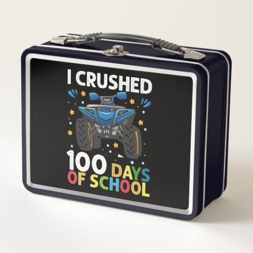 I Crushed 100 Days of School Monster Truck Boys Metal Lunch Box
