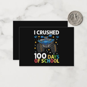 I Crushed 100 Days of School Monster Truck Boys Note Card