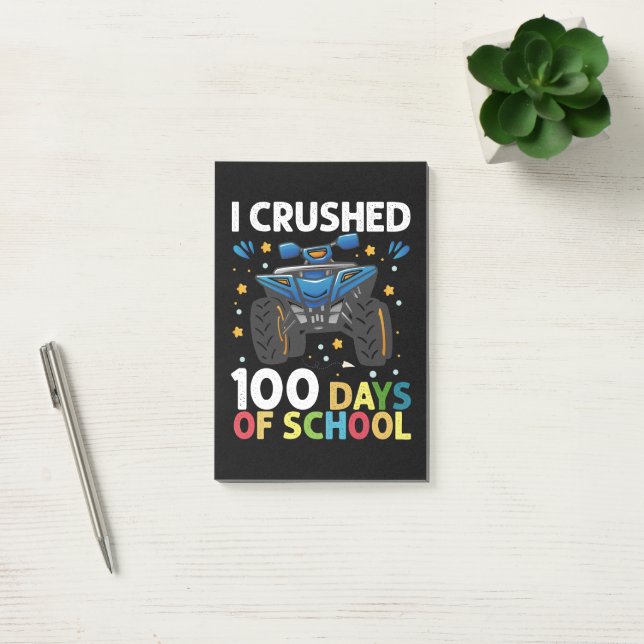 I Crushed 100 Days of School Monster Truck Boys Post-it Notes (Office)