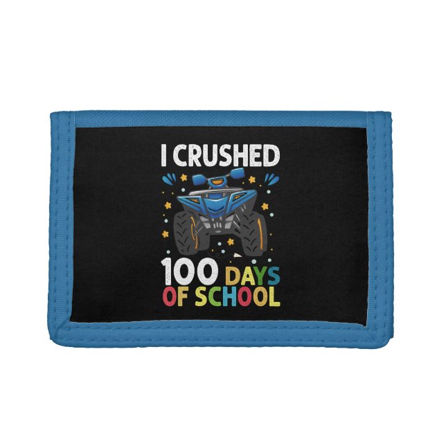 I Crushed 100 Days of School Monster Truck Boys Trifold Wallet (Front)