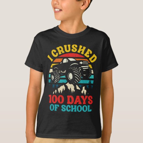 I Crushed 100 Days Of School Monster Truck Kids T_Shirt