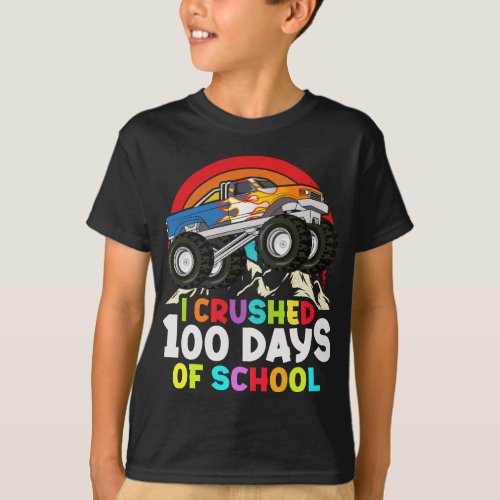 I Crushed 100 Days Of School Monster Truck Kids T_Shirt