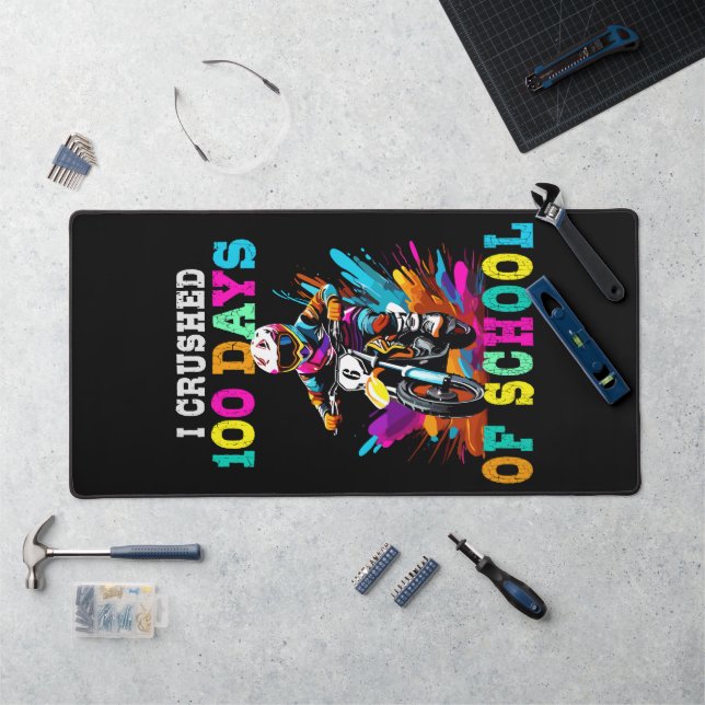 I crushed 100 days of school Motocross Desk Mat (Workstation)