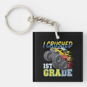 I Crushed 1st Grade Monster Truck Funny Graduation Keychain