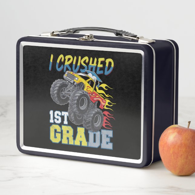 I Crushed 1st Grade Monster Truck Funny Graduation Metal Lunch Box (In Situ)