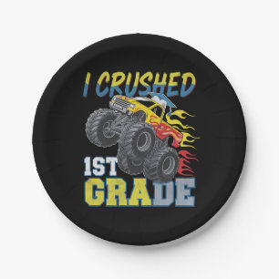 I Crushed 1st Grade Monster Truck Funny Graduation Paper Plates