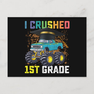 I Crushed 1st Grade Monster Truck Graduation Postcard