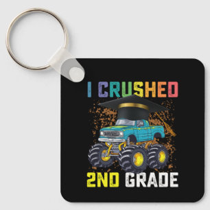 I Crushed 2nd Grade Monster Truck Graduation Keychain