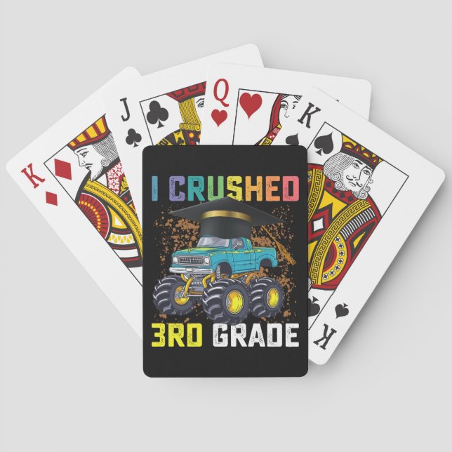 I Crushed 3rd Grade Monster Truck Graduation Poker Cards (Back)