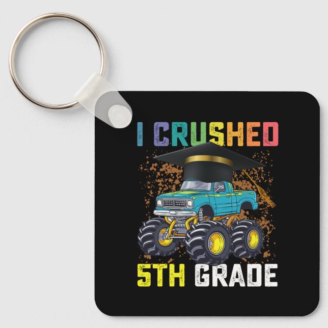 I Crushed 5th Grade Monster Truck Graduation Keychain (Front)