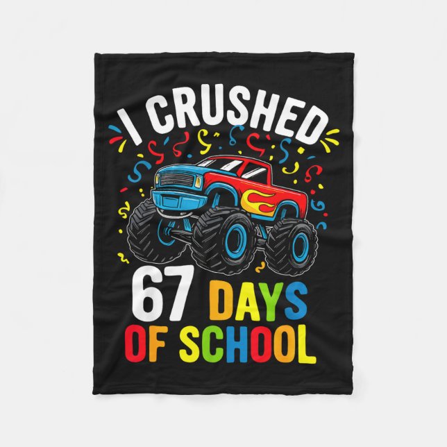 I Crushed 67 Days Of School Funny Six Seven Meme B Fleece Blanket (Front)