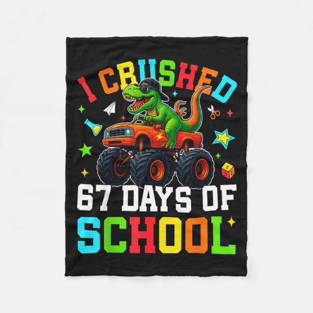 I Crushed 67 Days Of School Funny Six Seven Meme B Fleece Blanket (Front)