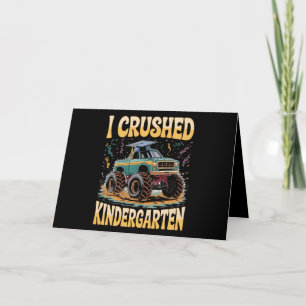 I Crushed Kindergarten Monster Truck Graduation Letterpress Thank You Card