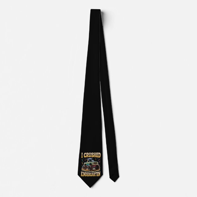 I Crushed Kindergarten Monster Truck Graduation Neck Tie (Front)