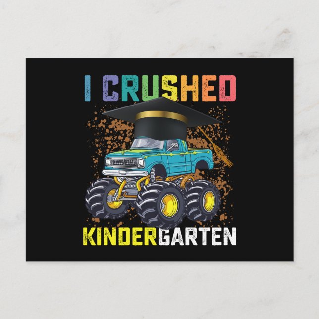 I Crushed Kindergarten Monster Truck Graduation Postcard (Front)