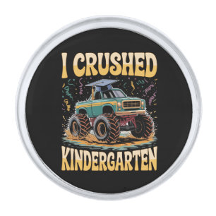 I Crushed Kindergarten Monster Truck Graduation Silver Finish Lapel Pin