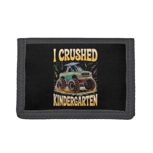 I Crushed Kindergarten Monster Truck Graduation Tri-fold Wallet