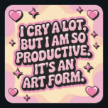 i cry a lot but i'm so productive  pastel heart square sticker<br><div class="desc">i cry a lot but i'm so productive it's an art Embrace the empowering yet relatable vibe of Taylor Swift's iconic lyric from "I Can Do It With a Broken Heart" with this curated collection of products! Perfect for Swifties, working professionals, and anyone who balances emotional depth with unstoppable productivity,...</div>