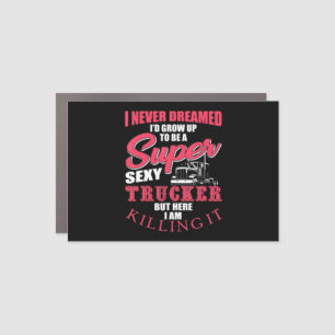 I’d Grow Up To Be A Trucker Art Gift For Truckers. Car Magnet