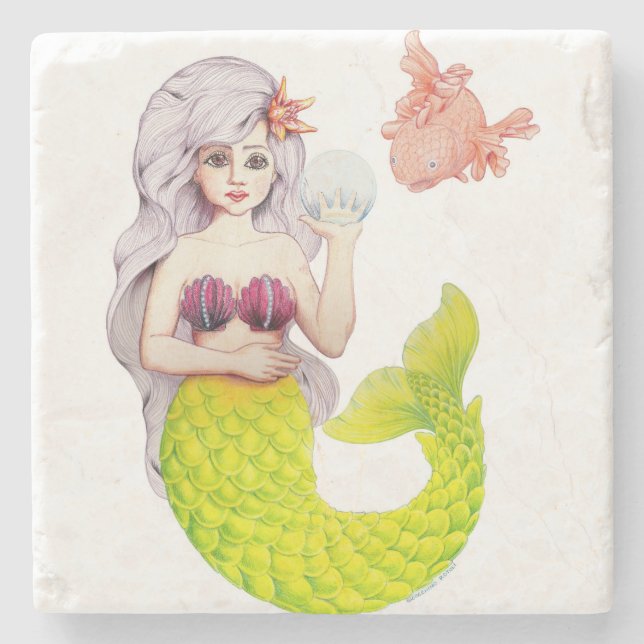I’d Rather be a Mermaid! Stone Coaster (Front)