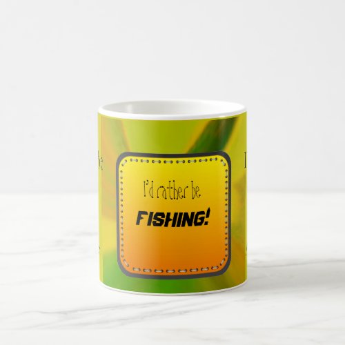 Iâd rather be fishing _  Bright Green and Yellow Coffee Mug