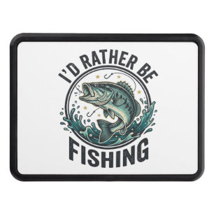 I’d Rather Be Fishing Vintage Bass Fisherman T-Shi Hitch Cover
