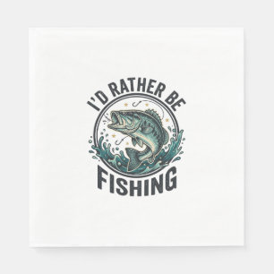 I’d Rather Be Fishing Vintage Bass Fisherman T-Shi Napkins