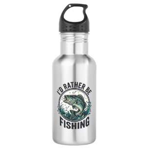 I’d Rather Be Fishing Vintage Bass Fisherman T-Shi Stainless Steel Water Bottle