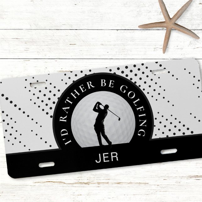 I’d Rather Be Golfing Quote Golfer Monogram  License Plate (Creator Uploaded)