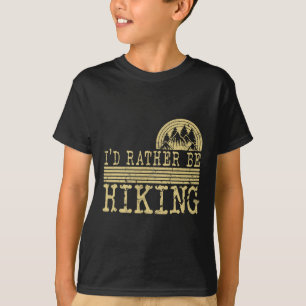I’d Rather Be Hiking Vintage Mountain Graphic  T-Shirt