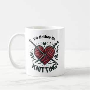 I’d Rather Be Knitting Heart Yarn Graphic Knitter Coffee Mug
