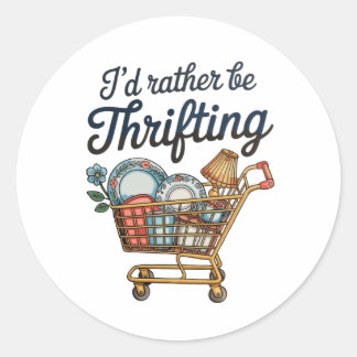 I’d Rather Be Thrifting Thrift Aesthetic Vintage Classic Round Sticker
