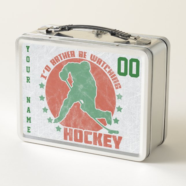 I’d Rather Be Watching Hockey, Custom Metal Lunch Box (Back)