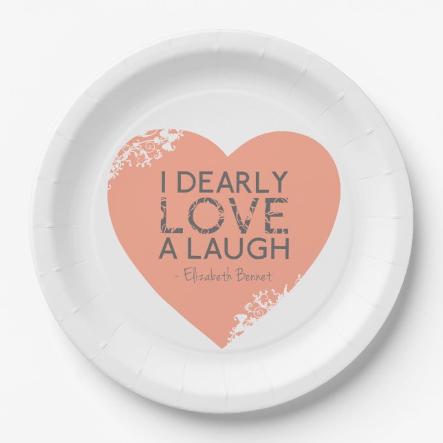 I Dearly Love A Laugh - Jane Austen Quote Paper Plates (Front)
