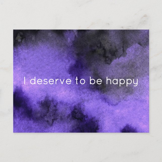 I Deserve to be Happy Purple Affirmation Postcard (Front)