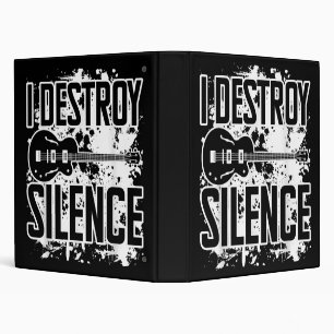 I Destroy Silence Bass Player Funny Guitar Music E 3 Ring Binder