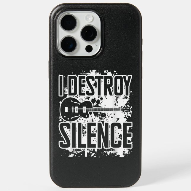 I Destroy Silence Bass Player Funny Guitar Music E iPhone 15 Pro Max Case (Back)