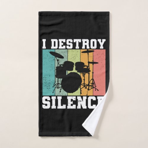 I Destroy Silence Distressed Vintage Drummer Hand Towel