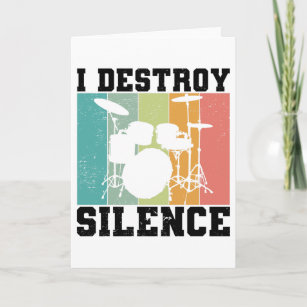 I Destroy Silence Distressed Vintage Drummer Retro Card