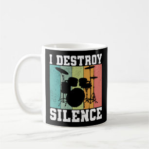 I Destroy Silence Distressed Vintage Drummer Retro Coffee Mug