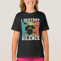 I Destroy Silence Distressed Vintage Drummer Retro