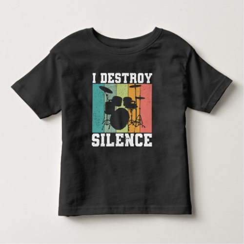 I Destroy Silence Distressed Vintage Drummer Retro Toddler T_shirt